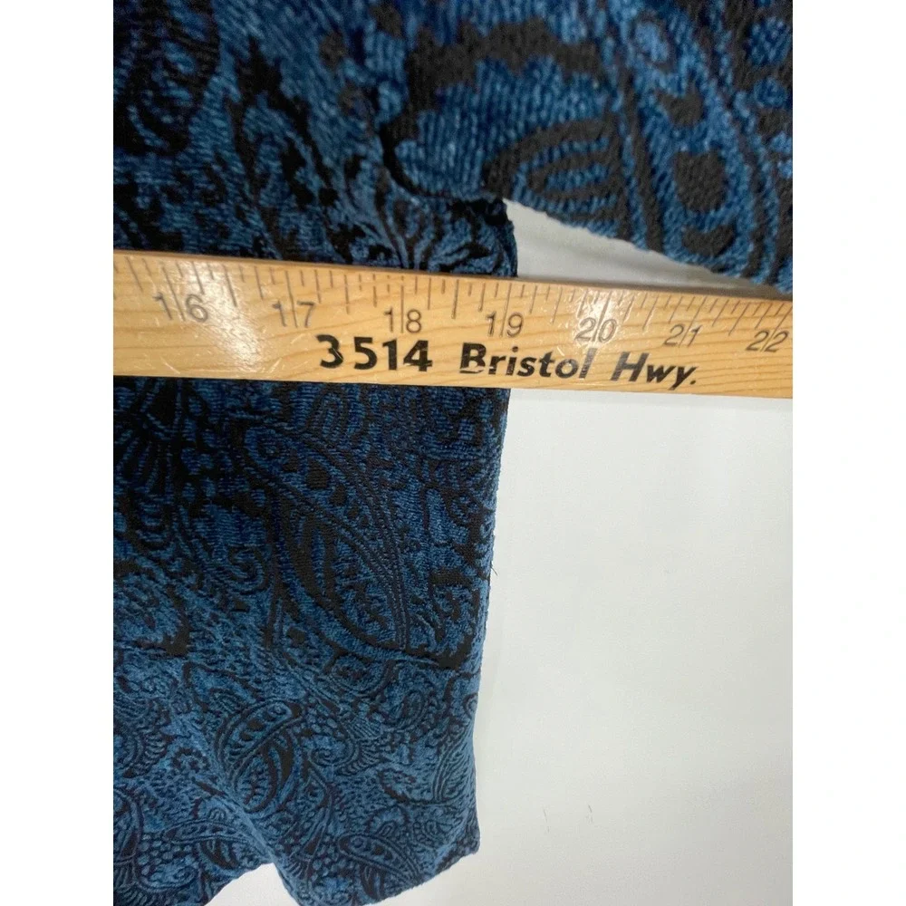 Sag Harbor Women 6P Jacket Blue Black Paisley Whimsigoth Button Front Chenille